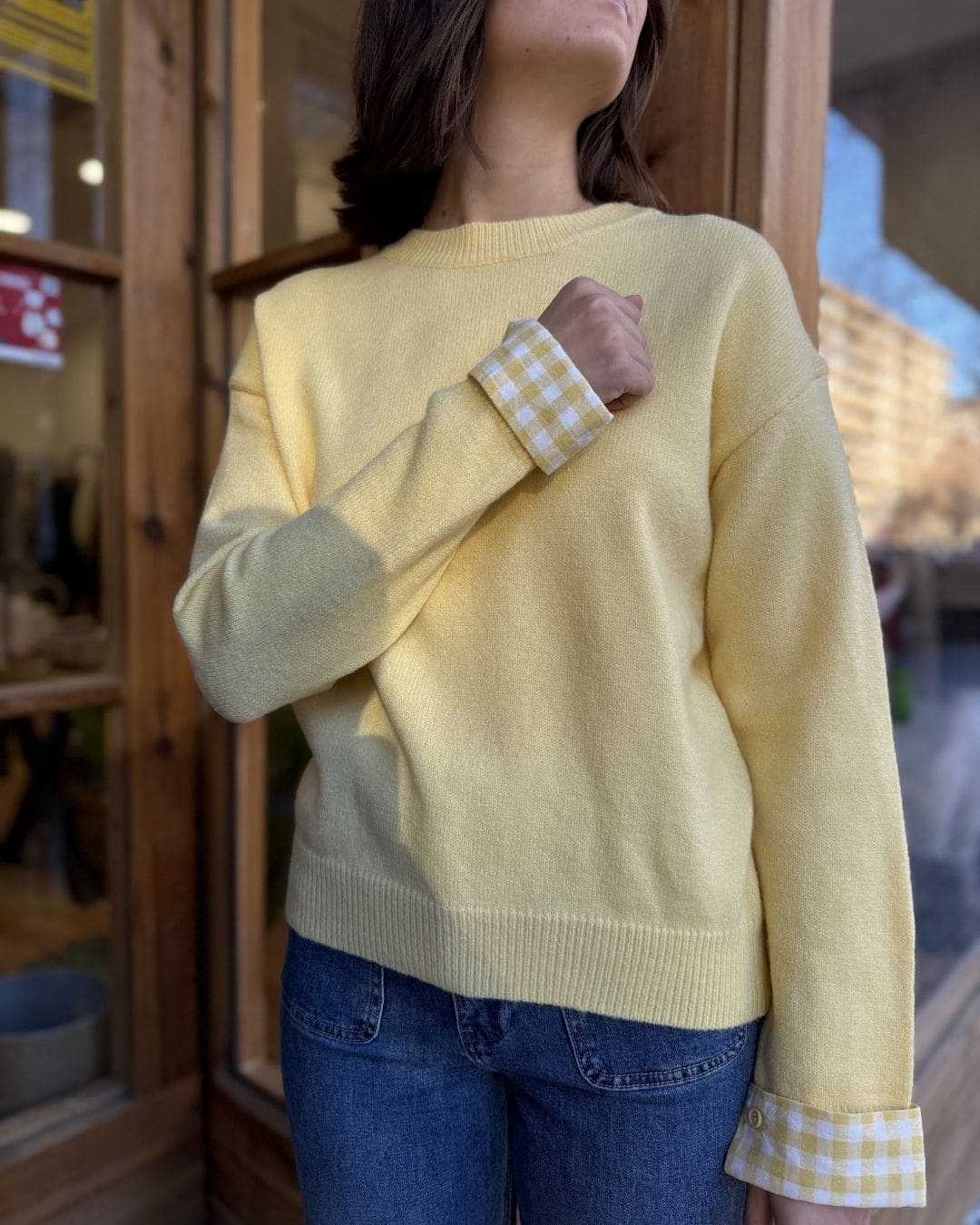 Jersey Básico con Puños a Vichy - Imagen 2