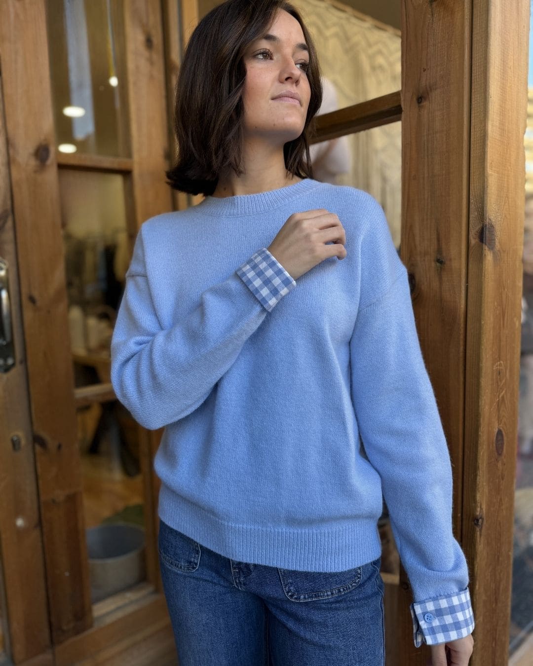 Jersey Básico con Puños a Vichy - Imagen 4