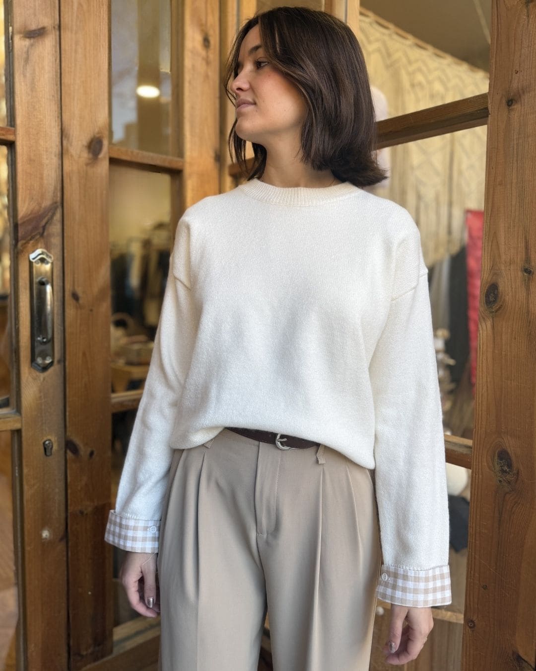 Jersey Básico con Puños a Vichy - Imagen 5