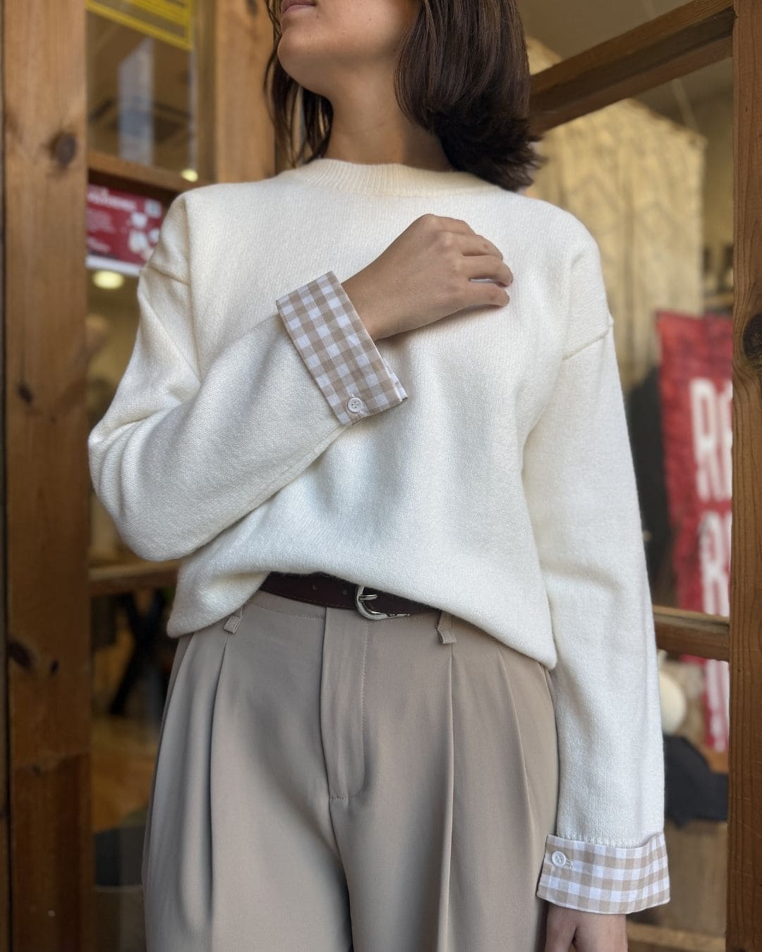 Jersey Básico con Puños a Vichy - Imagen 6